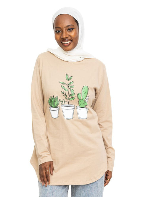 Latte Printed Long - Sleeve Design 9 - Khotwh